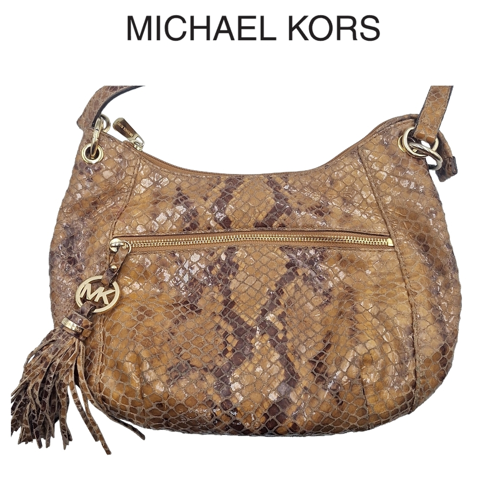 Michael Kors Snake-Embossed Leather Hobo Bag